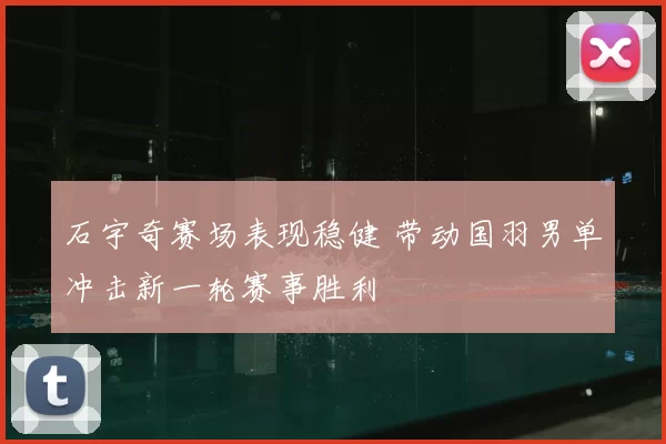 石宇奇赛场表现稳健 带动国羽男单冲击新一轮赛事胜利